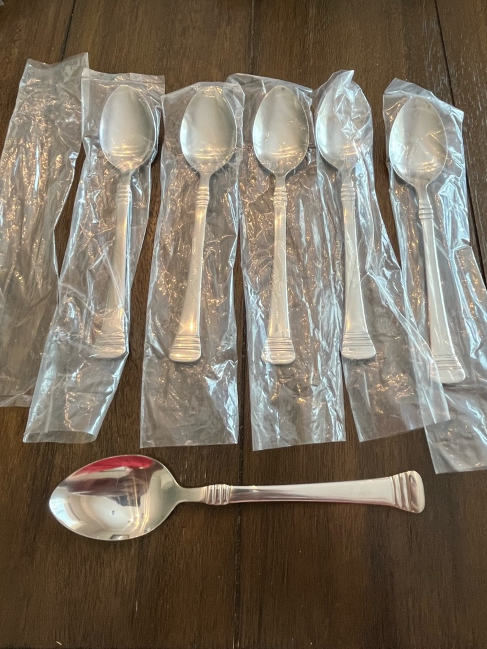Cambridge Flatware: (6) “Codie” Glossy Stainless Tablespoons: NEW